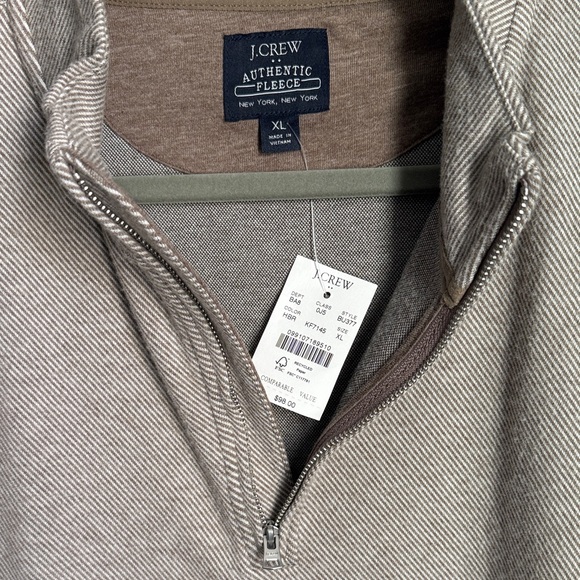 NWT J.Crew Men’s XL Authentic Fleece Quarter Zip Pullover Tan Classic Casual - Picture 6 of 10